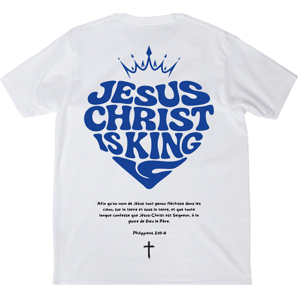 T-SHIRT JÉSUS CHRIST IS KING (blanc/bleu) SOUTH DRIP